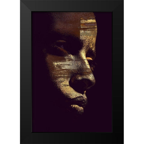 Gold Vision Black Modern Wood Framed Art Print by Design Fabrikken