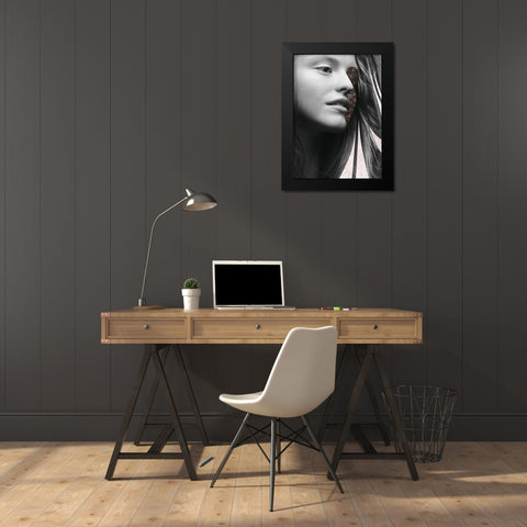 Phase Three Black Modern Wood Framed Art Print by Design Fabrikken