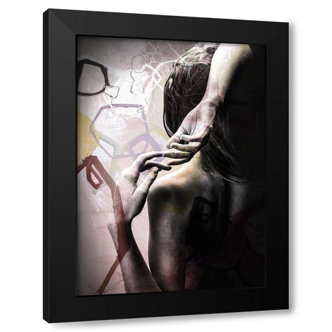 Studio 3 Colors Black Modern Wood Framed Art Print by Design Fabrikken