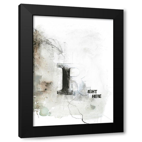 Right Here Black Modern Wood Framed Art Print by Design Fabrikken