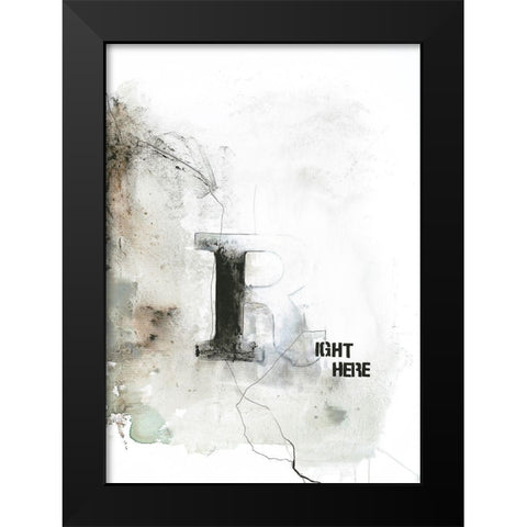 Right Here Black Modern Wood Framed Art Print by Design Fabrikken