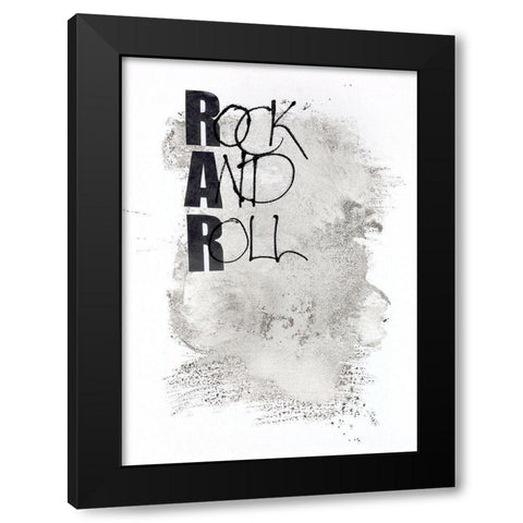Rock and Roll Black Modern Wood Framed Art Print by Design Fabrikken