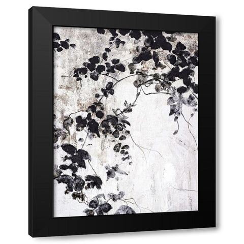 Black Leaves Black Modern Wood Framed Art Print with Double Matting by Design Fabrikken