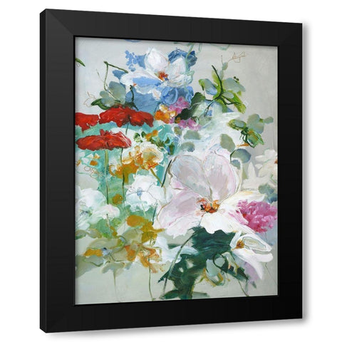Flower Varity 1 Black Modern Wood Framed Art Print by Design Fabrikken