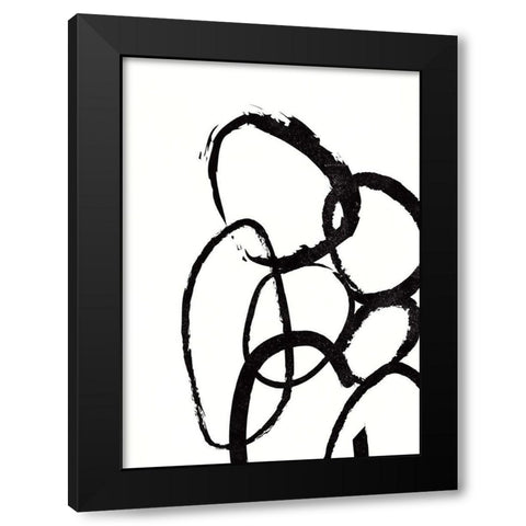 Linked 3 Black Modern Wood Framed Art Print by Design Fabrikken