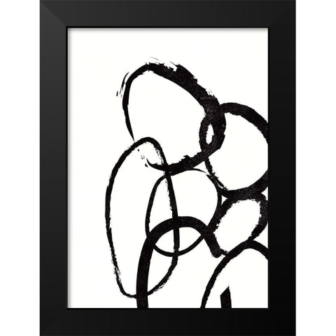 Linked 3 Black Modern Wood Framed Art Print by Design Fabrikken