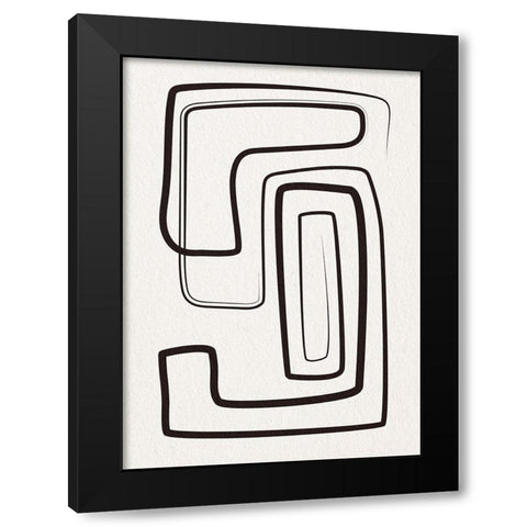 Oneliners-2 Black Modern Wood Framed Art Print by Design Fabrikken