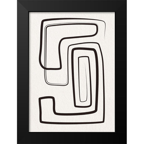 Oneliners-2 Black Modern Wood Framed Art Print by Design Fabrikken