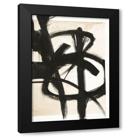 Graphical Shapes 7 Black Modern Wood Framed Art Print with Double Matting by Design Fabrikken