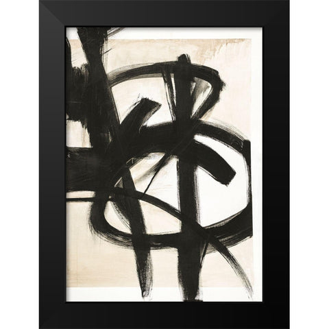 Graphical Shapes 7 Black Modern Wood Framed Art Print by Design Fabrikken