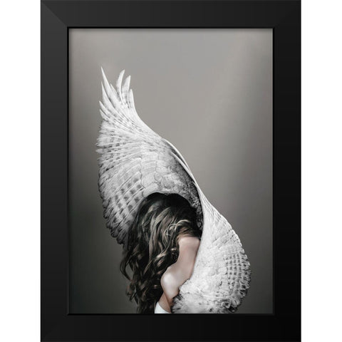 Nike Black Modern Wood Framed Art Print by Design Fabrikken