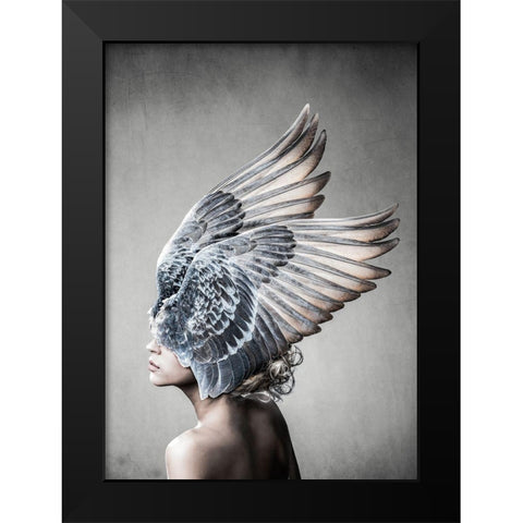 Selene Black Modern Wood Framed Art Print by Design Fabrikken