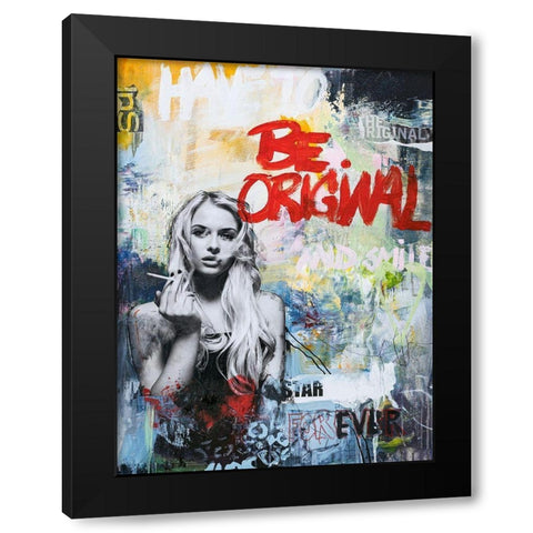 Be Original Black Modern Wood Framed Art Print with Double Matting by Design Fabrikken
