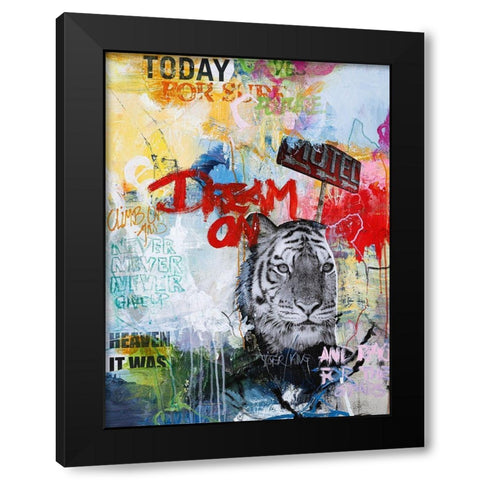Tiger King Black Modern Wood Framed Art Print with Double Matting by Design Fabrikken