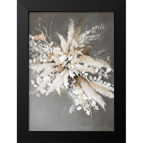 Light Leaves 1 Black Modern Wood Framed Art Print by Design Fabrikken