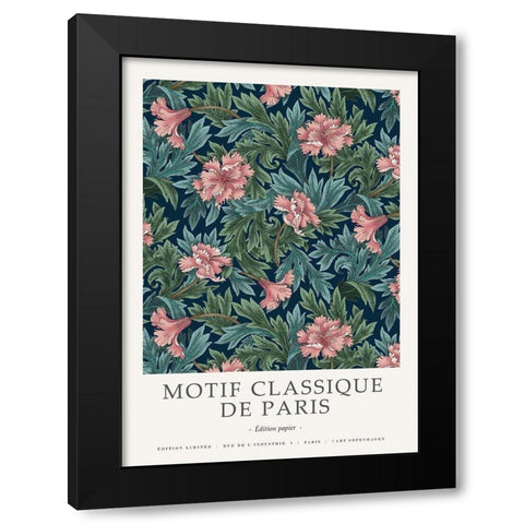 Motif Classique 1 Black Modern Wood Framed Art Print by Design Fabrikken