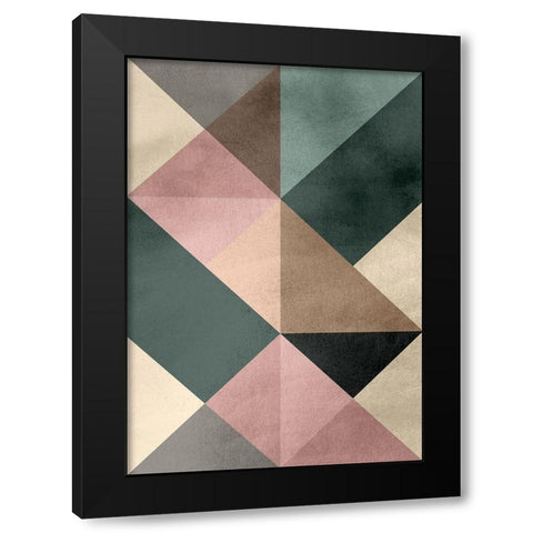 Triangle-2 Black Modern Wood Framed Art Print by Design Fabrikken