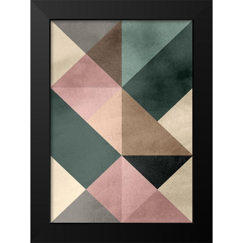 Triangle-2 Black Modern Wood Framed Art Print by Design Fabrikken