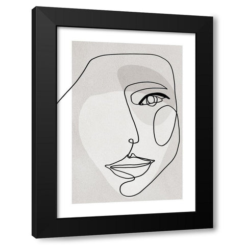 Face Line 3 Black Modern Wood Framed Art Print with Double Matting by Design Fabrikken