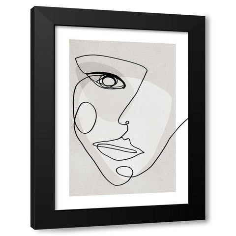 Face Line 4 Black Modern Wood Framed Art Print by Design Fabrikken