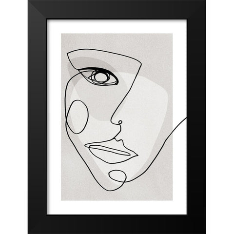 Face Line 4 Black Modern Wood Framed Art Print by Design Fabrikken