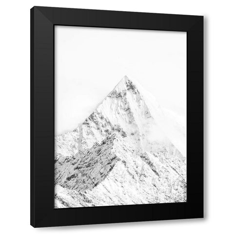 Mountain Top White Black Modern Wood Framed Art Print by Design Fabrikken