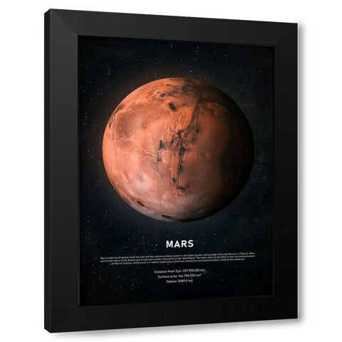 Mars Black Modern Wood Framed Art Print by Design Fabrikken