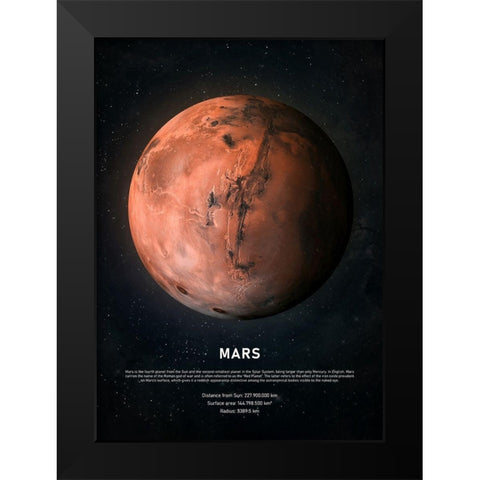Mars Black Modern Wood Framed Art Print by Design Fabrikken