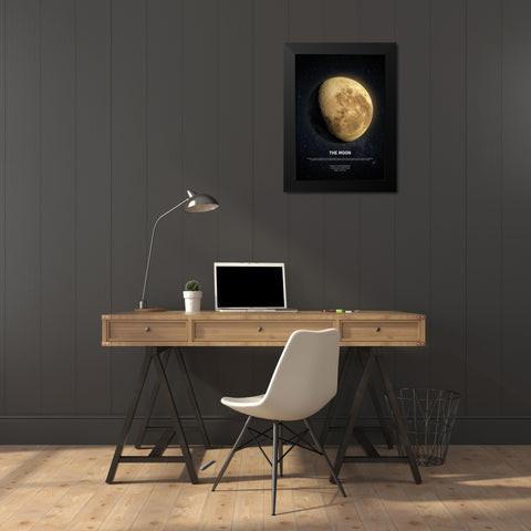 The Moon Black Modern Wood Framed Art Print by Design Fabrikken