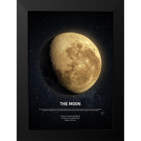 The Moon Black Modern Wood Framed Art Print by Design Fabrikken