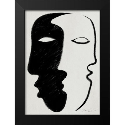 Face to Face Black Modern Wood Framed Art Print by Design Fabrikken