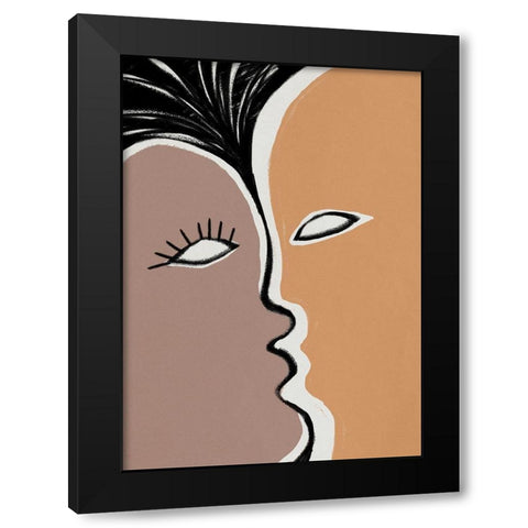 Face to Face 2 Black Modern Wood Framed Art Print by Design Fabrikken