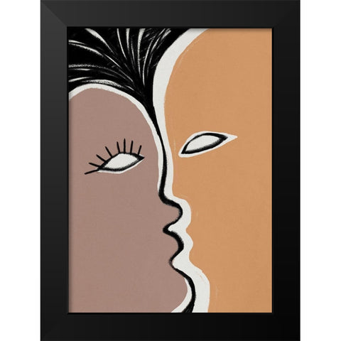Face to Face 2 Black Modern Wood Framed Art Print by Design Fabrikken