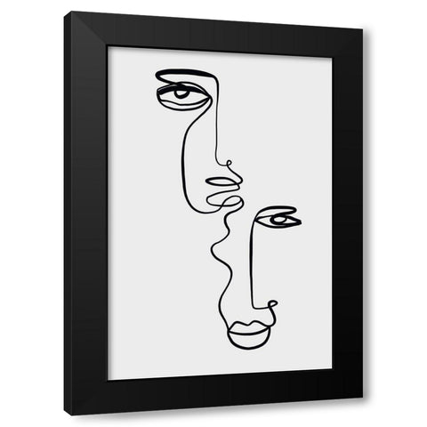 Faces 2 Black Modern Wood Framed Art Print with Double Matting by Design Fabrikken