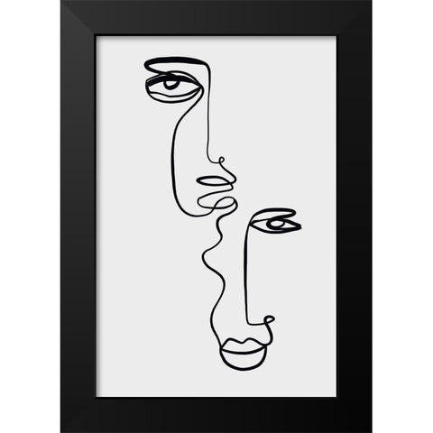 Faces 2 Black Modern Wood Framed Art Print by Design Fabrikken