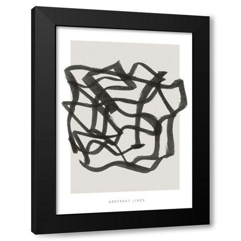 Lines 1 Black Modern Wood Framed Art Print by Design Fabrikken