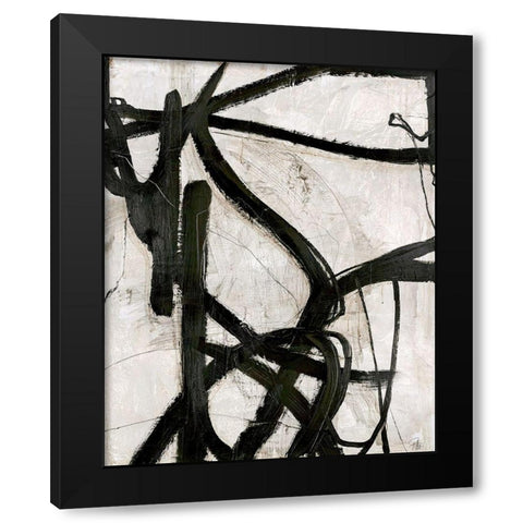 Graphical Lines 5 Black Modern Wood Framed Art Print with Double Matting by Design Fabrikken