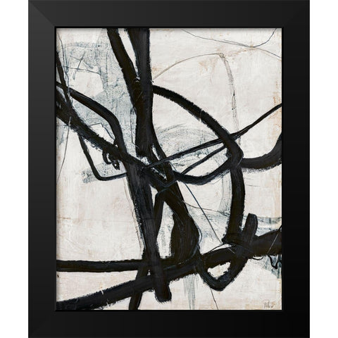 Graphical Lines 6 Black Modern Wood Framed Art Print by Design Fabrikken