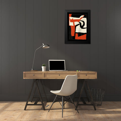 The Loose Cat Black Modern Wood Framed Art Print by Design Fabrikken