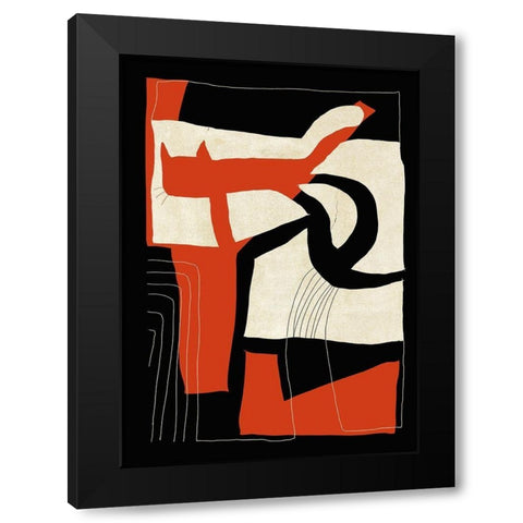 The Loose Cat Black Modern Wood Framed Art Print by Design Fabrikken