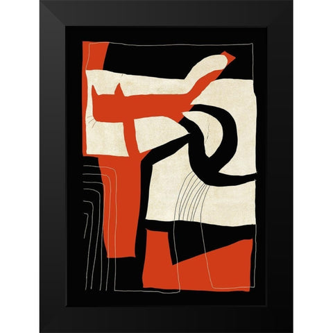 The Loose Cat Black Modern Wood Framed Art Print by Design Fabrikken