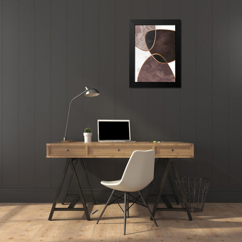 Velvet Shapes 4 Black Modern Wood Framed Art Print by Design Fabrikken