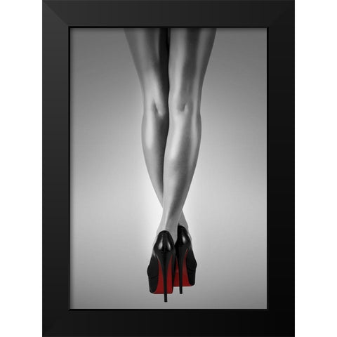 Fashion Red 2 Black Modern Wood Framed Art Print by Design Fabrikken