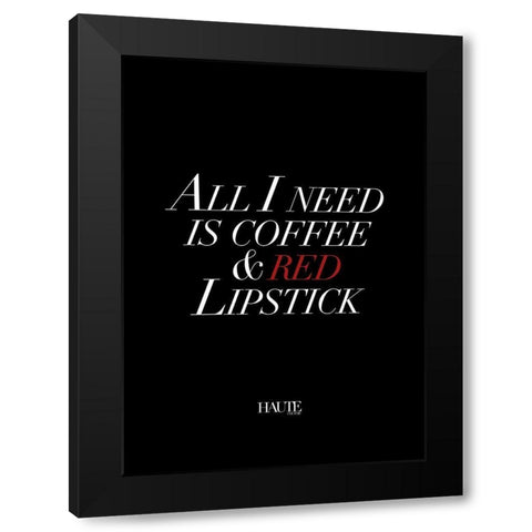 Red Lipstick Black Modern Wood Framed Art Print with Double Matting by Design Fabrikken