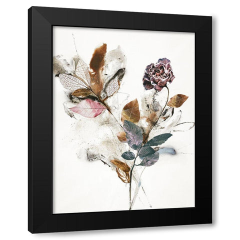 Playing Flower 1 Black Modern Wood Framed Art Print by Design Fabrikken