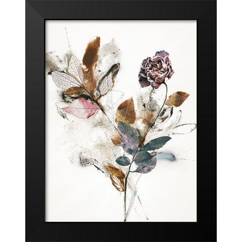 Playing Flower 1 Black Modern Wood Framed Art Print by Design Fabrikken