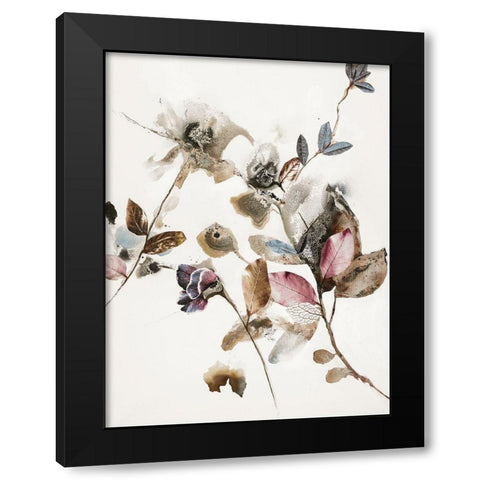 Playing Flower 2 Black Modern Wood Framed Art Print by Design Fabrikken
