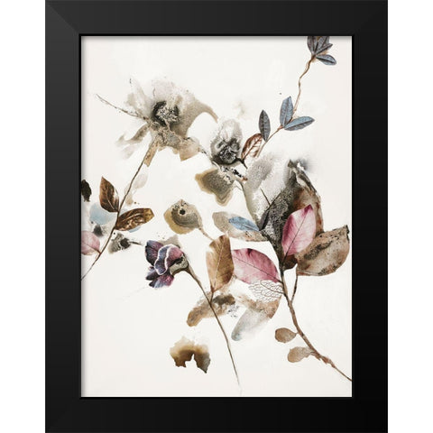 Playing Flower 2 Black Modern Wood Framed Art Print by Design Fabrikken