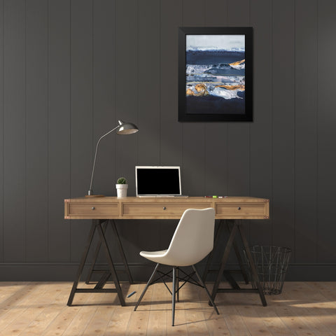 Element Water Black Modern Wood Framed Art Print by Design Fabrikken