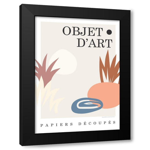Objet 6 Black Modern Wood Framed Art Print by Design Fabrikken